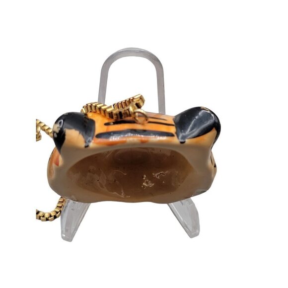 Tiger Head Pendant Necklace 22" Gold Plated Box Chain Handmade Large Statement - Picture 10 of 16